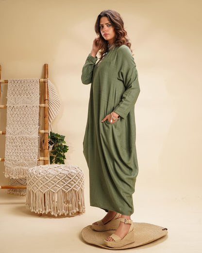 Boho dress in olive