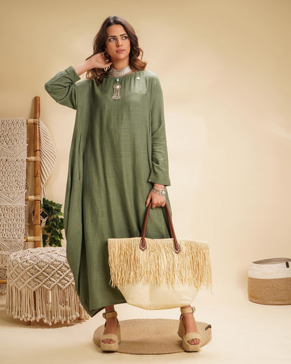 Boho dress in olive